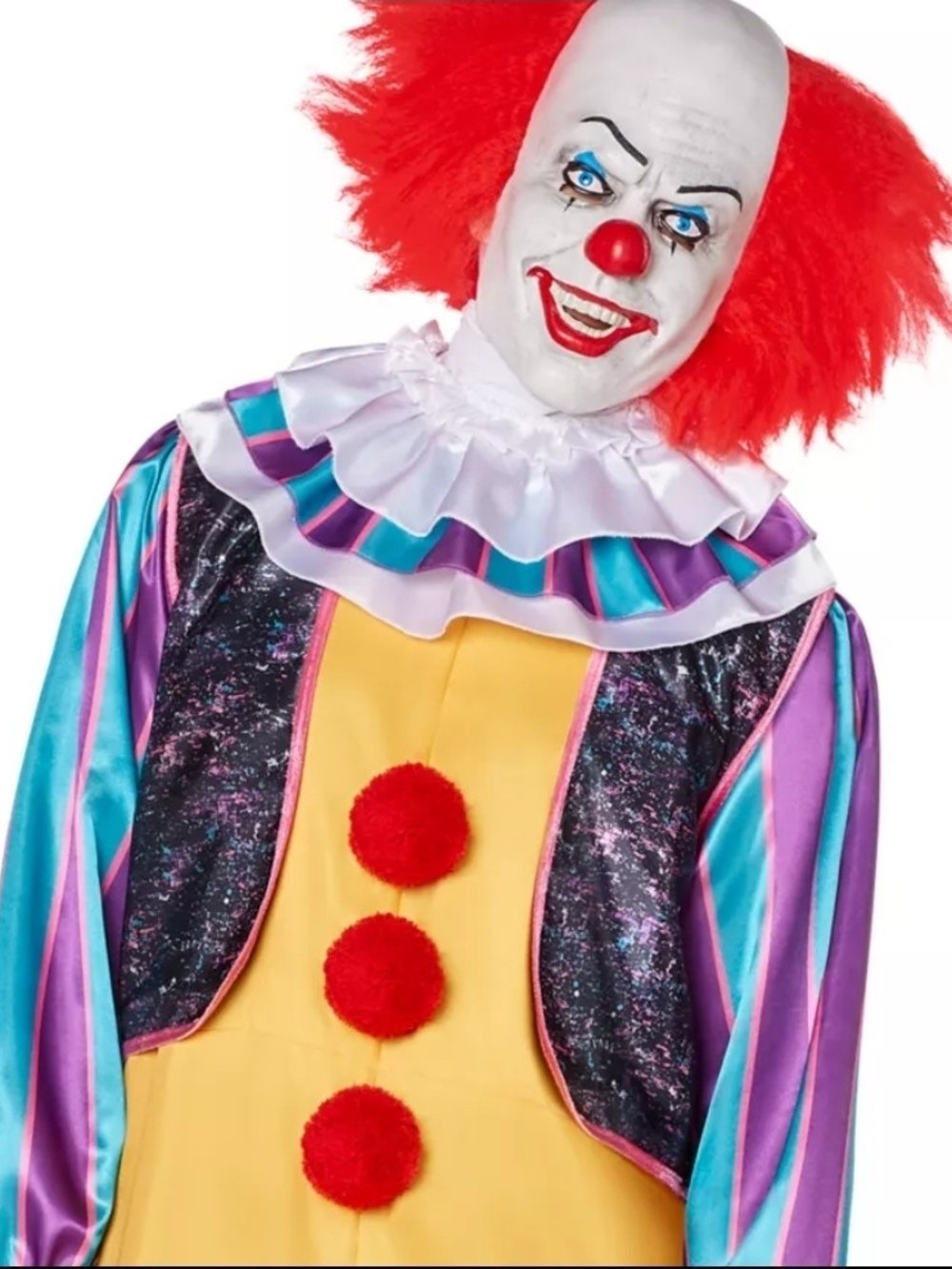 IT Pennywise Black Sparkle Sleeveless Open Vest with Red Trim Halloween Costume